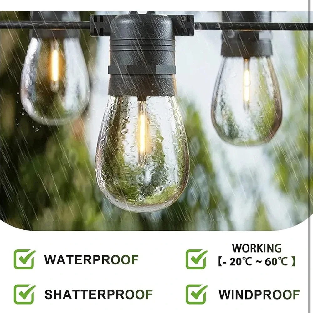 Set of 2-Jslinter 24-Pack LED 1W String Light Bulbs, S14‎ Plastic Shatterproof